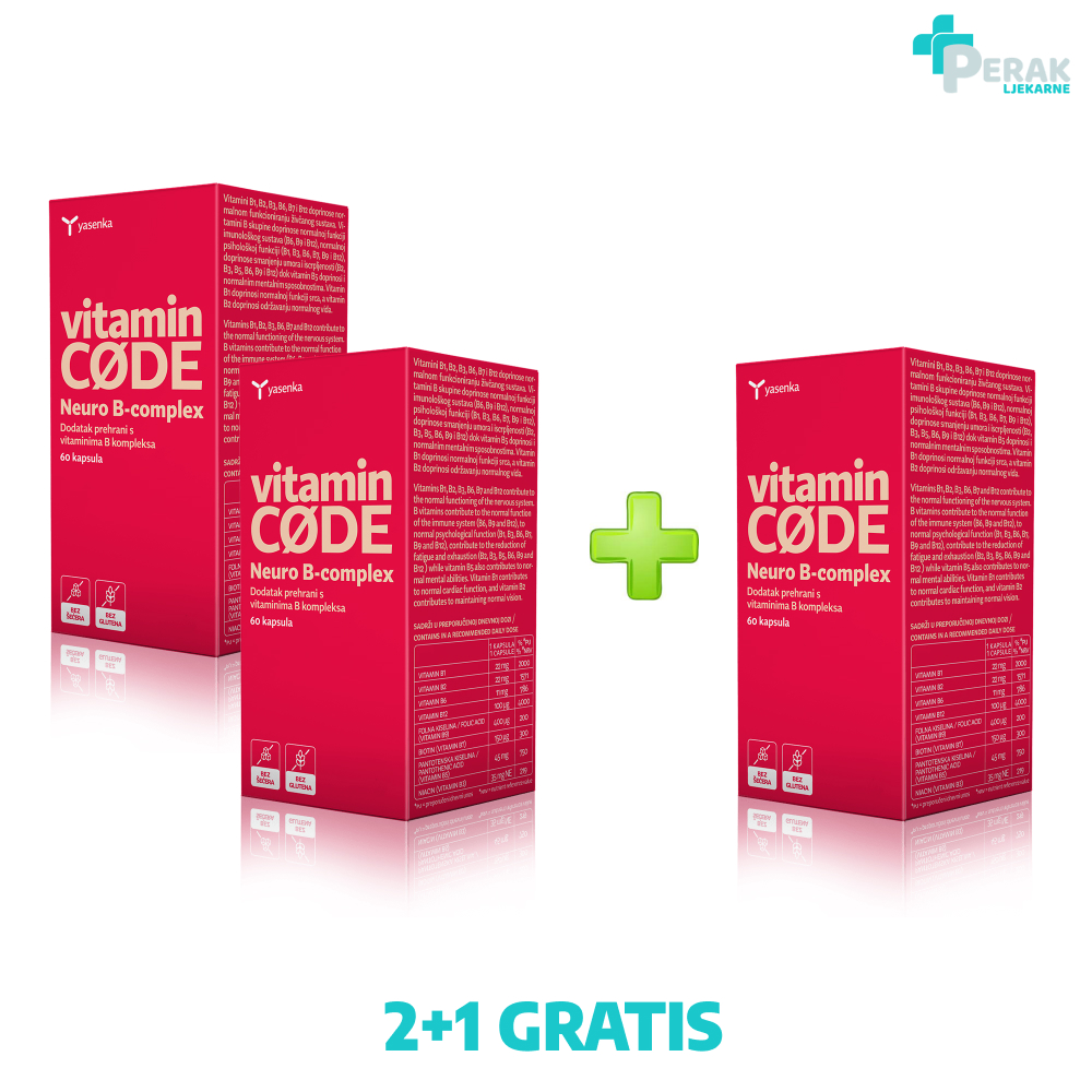 Yasenka Vitamin CODE Neuro B-Complex 2+1 GRATIS - Ljekarne Perak - Webshop